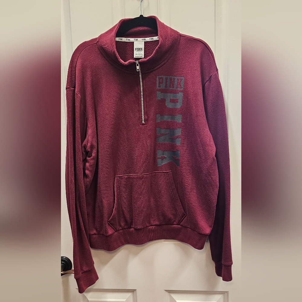 Maroon Quarter Zip Sweatshirt by PINK